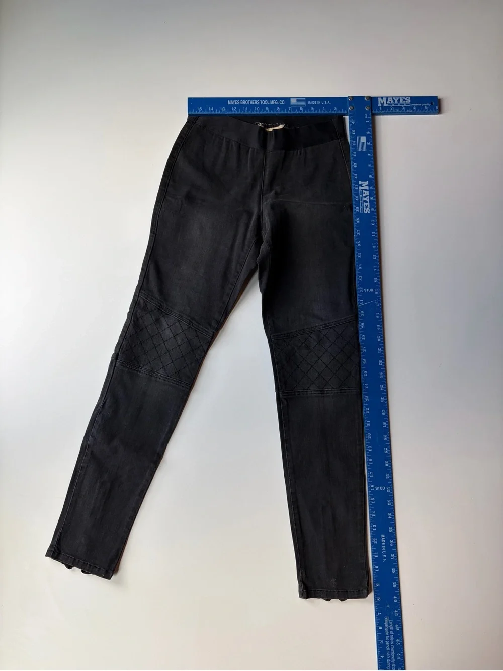 Cabi Jeans Women's Black Quilted-Knee Skinny Jeans